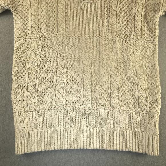 Cream Cable Knit Fisherman's Sweater Ralph Lauren Sport M Beige Preppy *READ - Picture 5 of 11